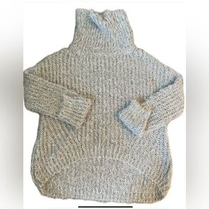 Joseph A Light Heather Grey Open Knit Cowl Neck  Sweater